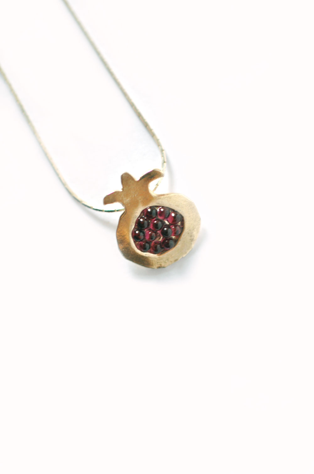 Small Silver and Rubies Pomegranate Necklace