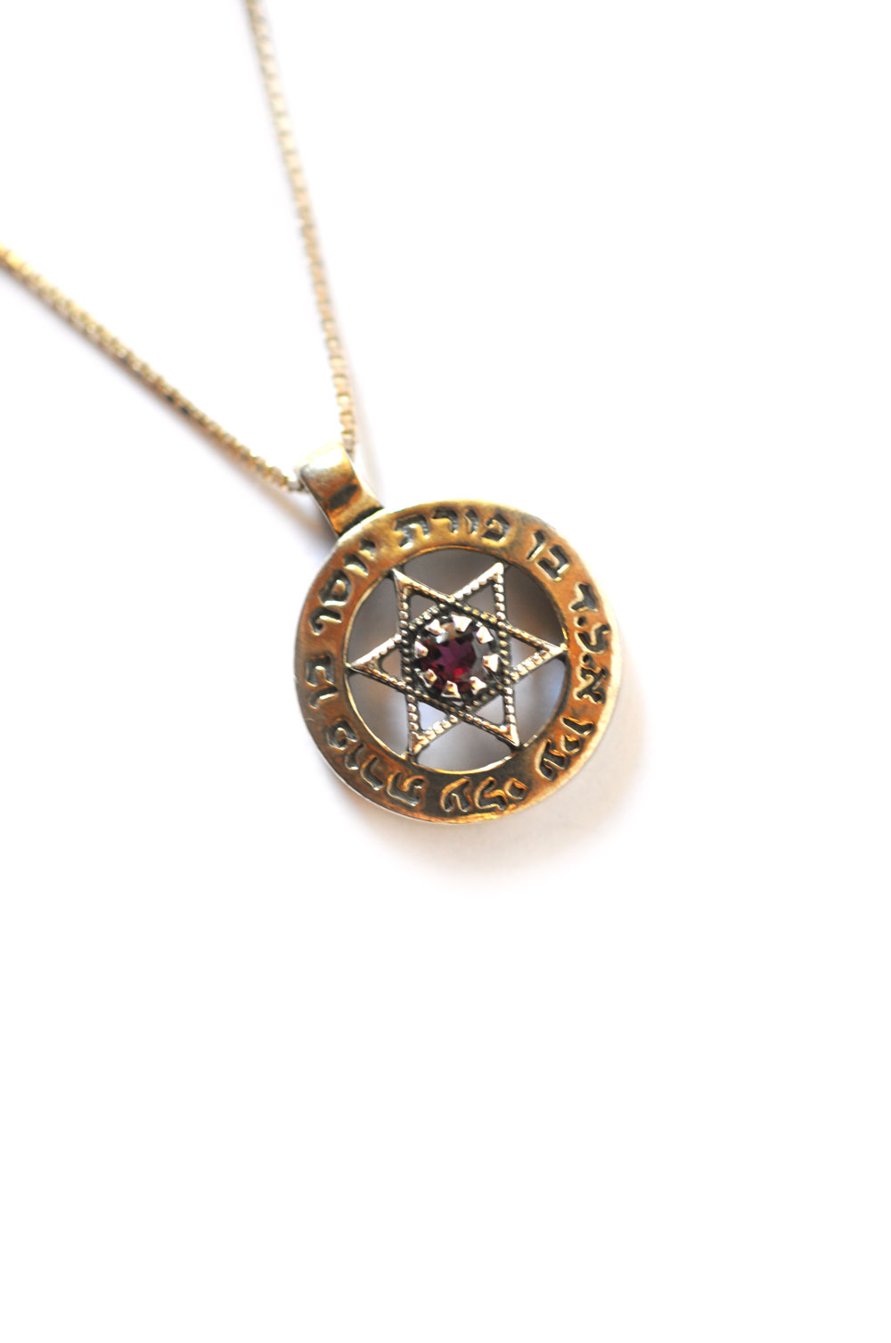 Silver and Gold Star of David Necklace