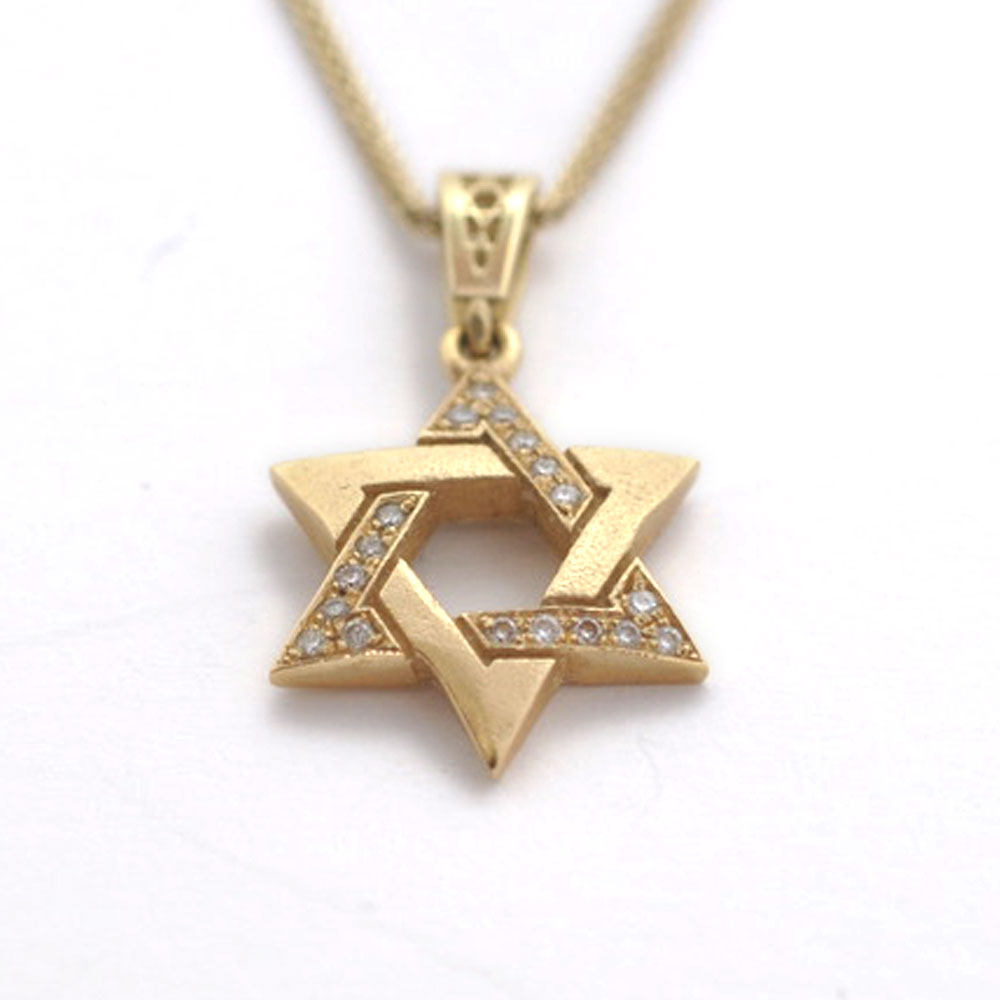 14K Gold Star of David with Diamonds
