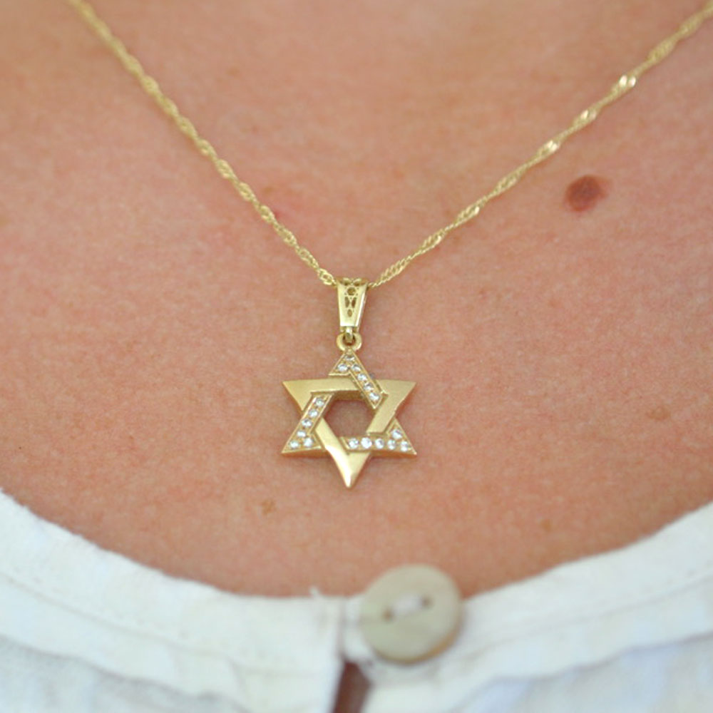 14K Gold Star of David with Diamonds - Image 2